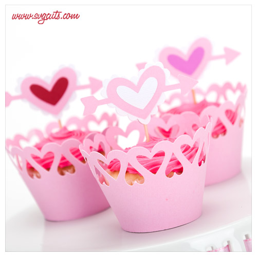 Valentine Cupcake Wrappers SVG Kit - Click Image to Close