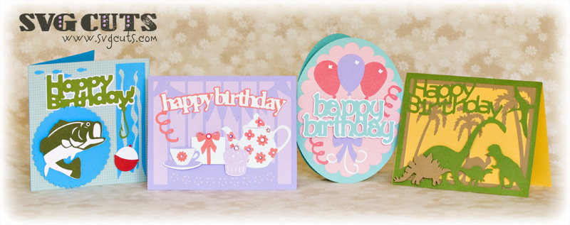 Happy Birthday Cards SVG Kit - Click Image to Close