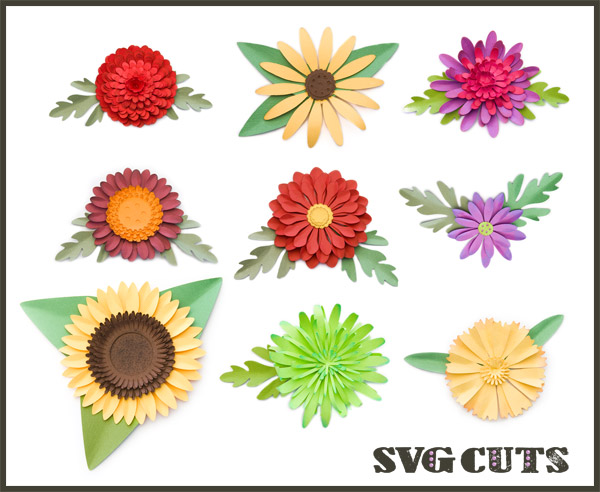 3D Mums and Fall Flowers SVG Kit - Click Image to Close